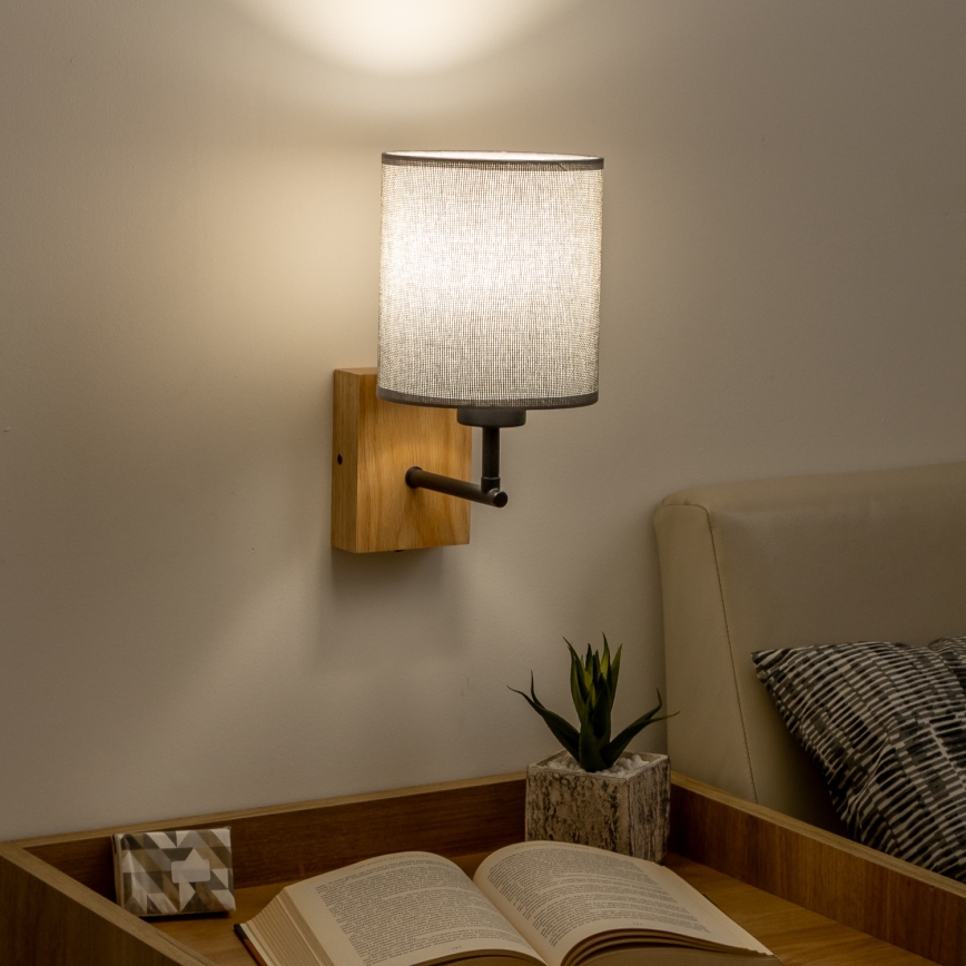 Brilagi - Wandlamp NUBILA WOOD 1xE27/25W/230V eiken/grijs