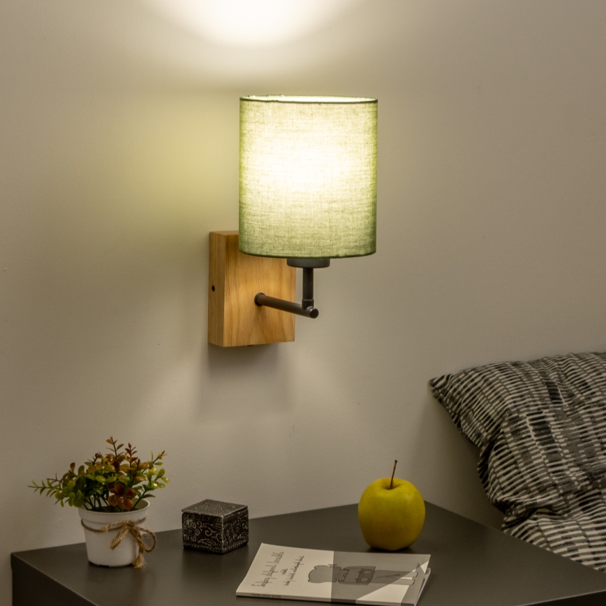Brilagi - Wandlamp NUBILA WOOD 1xE27/25W/230V eiken/groen