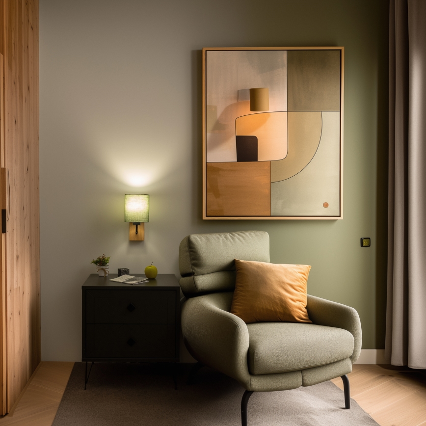 Brilagi - Wandlamp NUBILA WOOD 1xE27/25W/230V eiken/groen