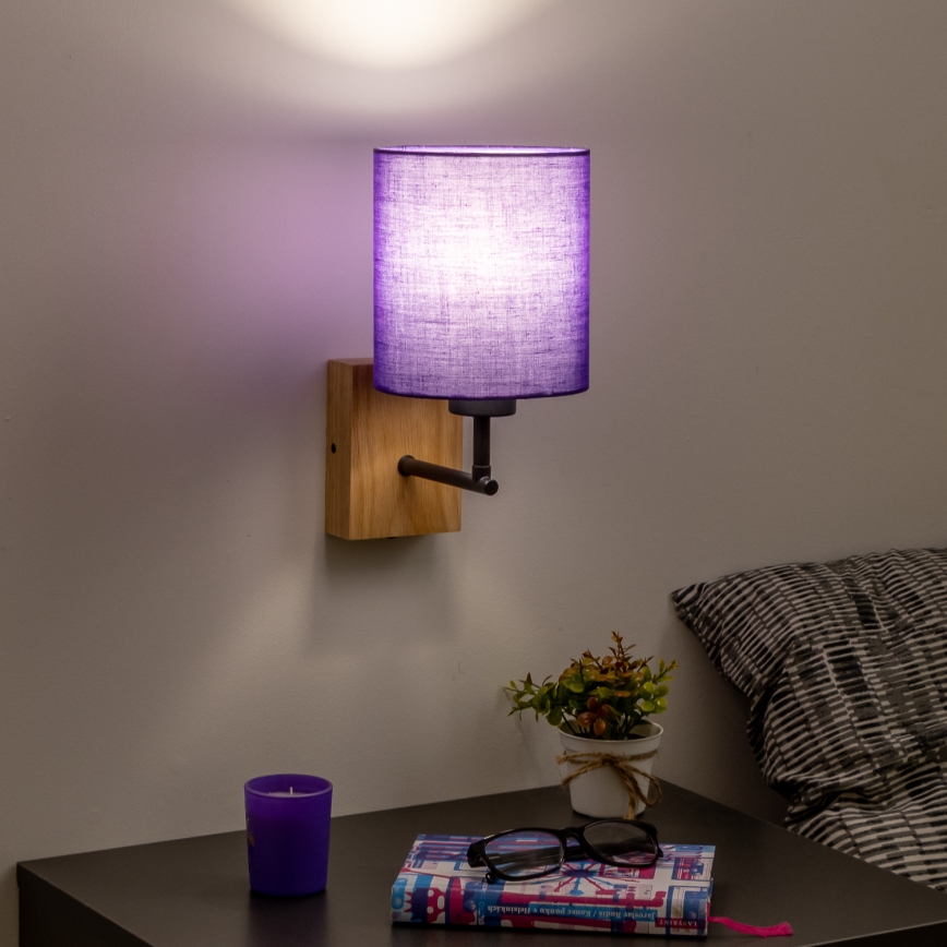 Brilagi - Wandlamp NUBILA WOOD 1xE27/25W/230V eiken/paars
