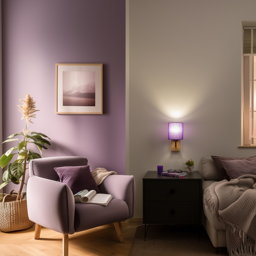 Brilagi - Wandlamp NUBILA WOOD 1xE27/25W/230V eiken/paars