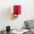Brilagi - Wandlamp NUBILA WOOD 1xE27/25W/230V eiken/Pompejaanse rood