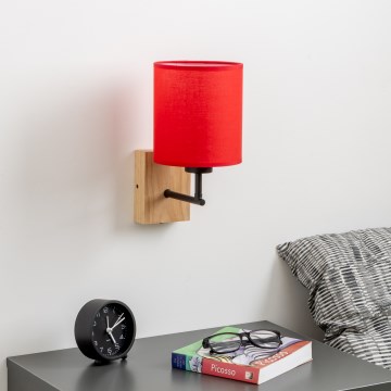 Brilagi - Wandlamp NUBILA WOOD 1xE27/25W/230V eiken/rood