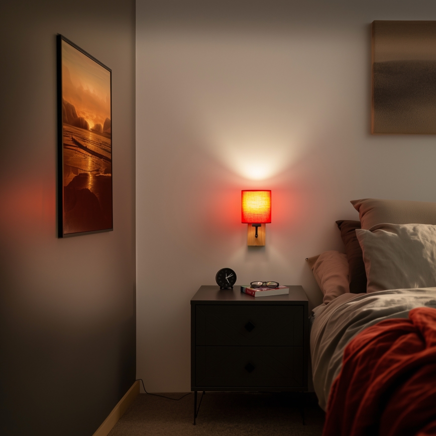 Brilagi - Wandlamp NUBILA WOOD 1xE27/25W/230V eiken/rood