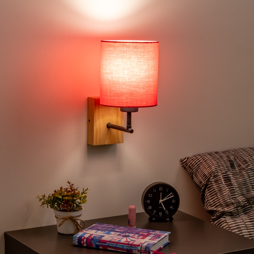 Brilagi - Wandlamp NUBILA WOOD 1xE27/25W/230V eiken/roze