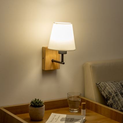 Brilagi - Wandlamp NUBILA WOOD 1xE27/25W/230V eiken/wit