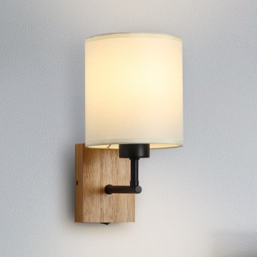Brilagi - Wandlamp NUBILA WOOD 1xE27/25W/230V eiken/zwart/crème