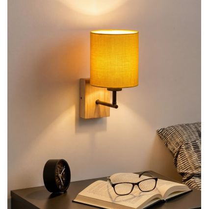 Brilagi - Wandlamp NUBILA WOOD 1xE27/25W/230V eiken/zwart/geel
