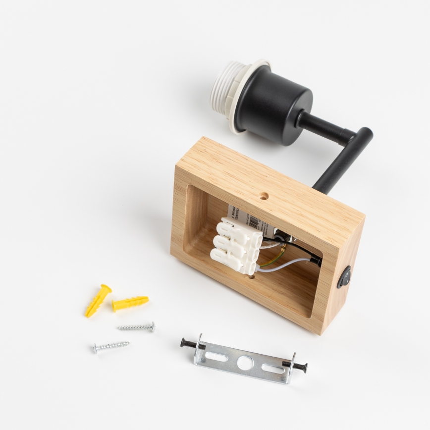 Brilagi - Wandlamp NUBILA WOOD 1xE27/25W/230V eiken/zwart/geel