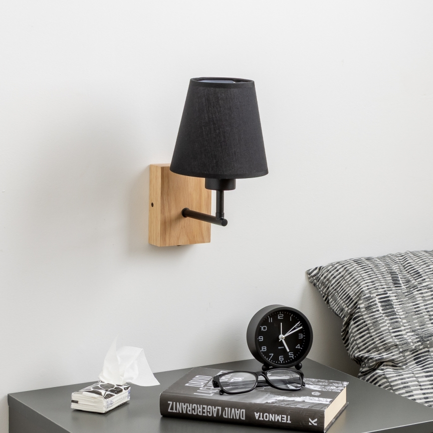 Brilagi - Wandlamp NUBILA WOOD 1xE27/25W/230V eiken/zwart