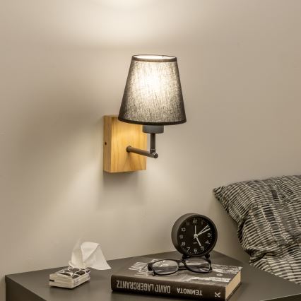 Brilagi - Wandlamp NUBILA WOOD 1xE27/25W/230V eiken/zwart