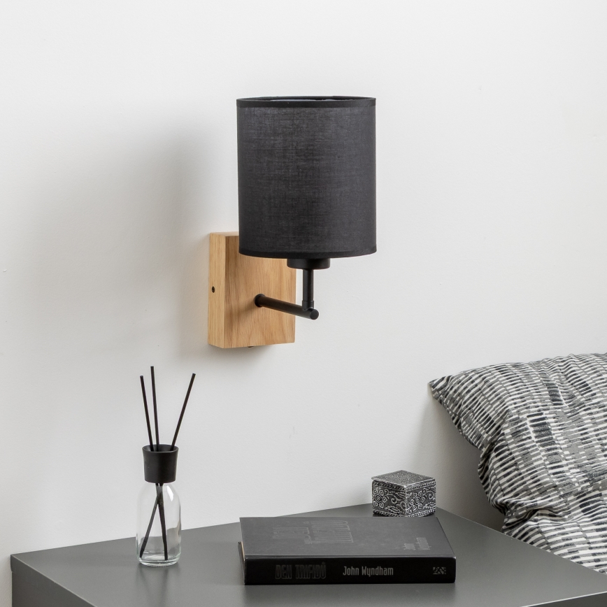 Brilagi - Wandlamp NUBILA WOOD 1xE27/25W/230V eiken/zwart