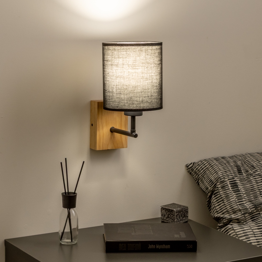 Brilagi - Wandlamp NUBILA WOOD 1xE27/25W/230V eiken/zwart