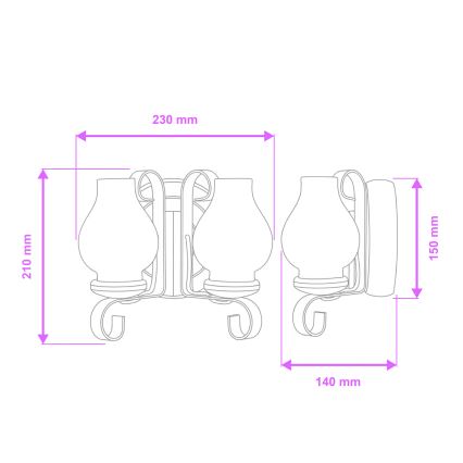 Brilagi - Wandlamp ROATA APLICA 2xE14/40W/230V beuken