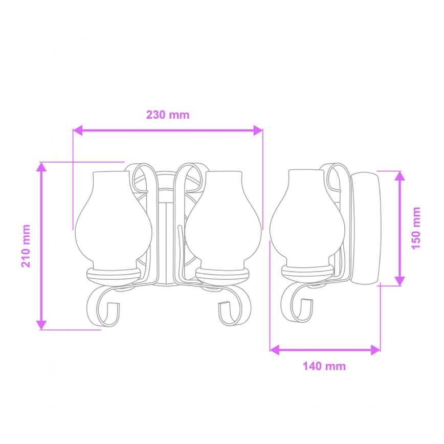 Brilagi - Wandlamp ROATA APLICA 2xE14/40W/230V beuken/walnoot