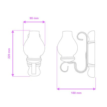Brilagi - Wandlamp RUSTIC 1xE14/40W/230V beuken