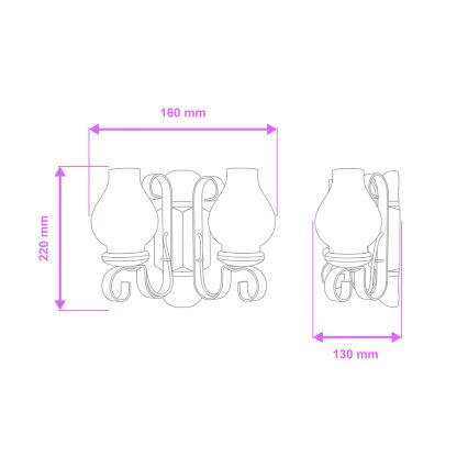 Brilagi - Wandlamp RUSTIC 2xE14/40W/230V beuken