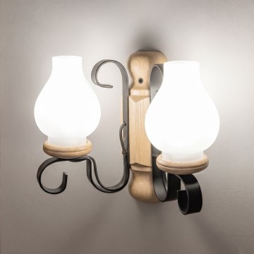 Brilagi - Wandlamp RUSTIC 2xE14/40W/230V eik
