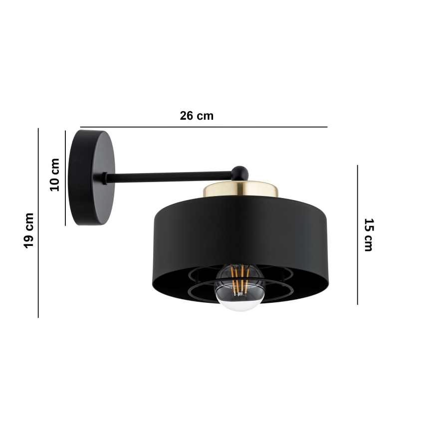 Brilagi - Wandlamp SPRING 1xE27/60W/230V zwart/goud