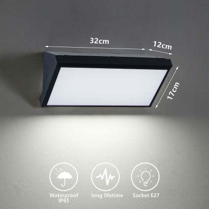 Brilagi - Wandlamp voor buiten TRIANGLE 1xE27/60W/230V zwart IP65