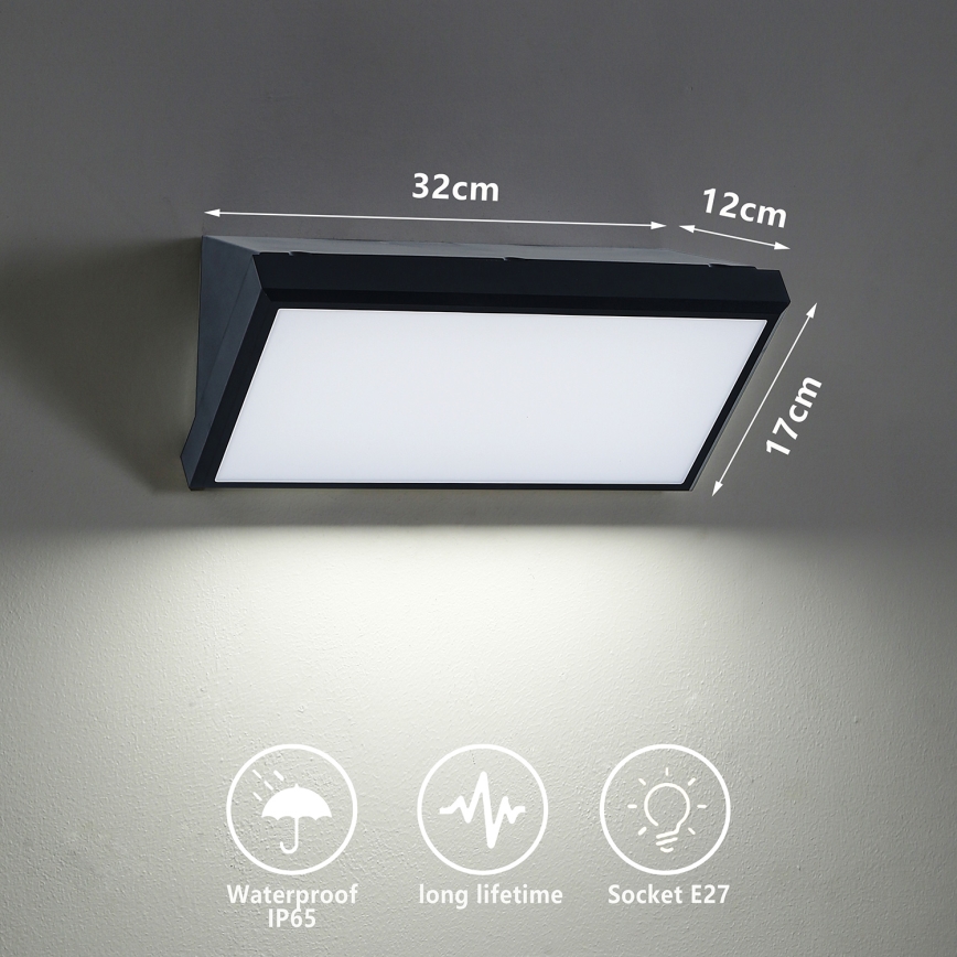 Brilagi - Wandlamp voor buiten TRIANGLE 1xE27/60W/230V zwart IP65