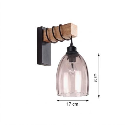 Brilagi - Wandlamp WOOD GLASS 1xE27/60W/230V grenen/zwart/rookbeige
