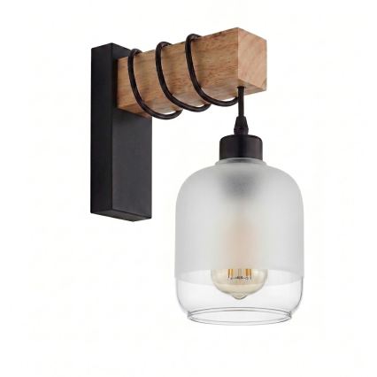 Brilagi - Wandlamp WOOD GLASS 1xE27/60W/230V dennen/zwart/wit