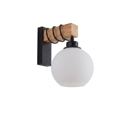 BRILAGI - Wandlamp WOOD GLASS 1xE27/60W/230V grenen/zwart/wit