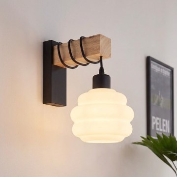 Brilagi - Wandlamp WOOD GLASS 1xE27/60W/230V grenen/zwart/wit