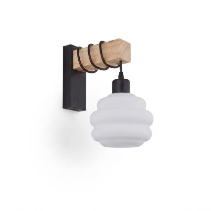 Brilagi - Wandlamp WOOD GLASS 1xE27/60W/230V grenen/zwart/wit