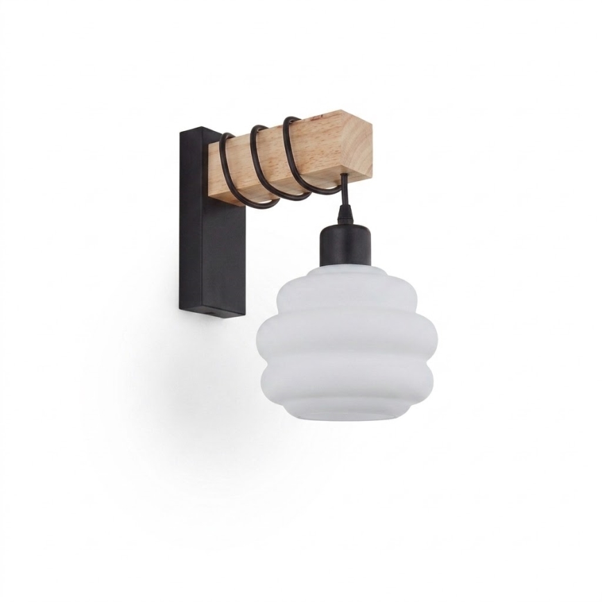 Brilagi - Wandlamp WOOD GLASS 1xE27/60W/230V grenen/zwart/wit