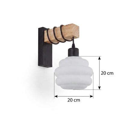 Brilagi - Wandlamp WOOD GLASS 1xE27/60W/230V grenen/zwart/wit