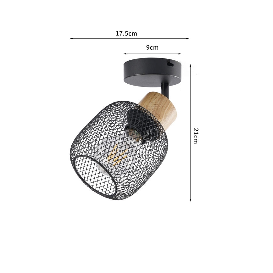 Brilagi - Wandspot BASKLITE 1xE27/15W/230V hout/zwart