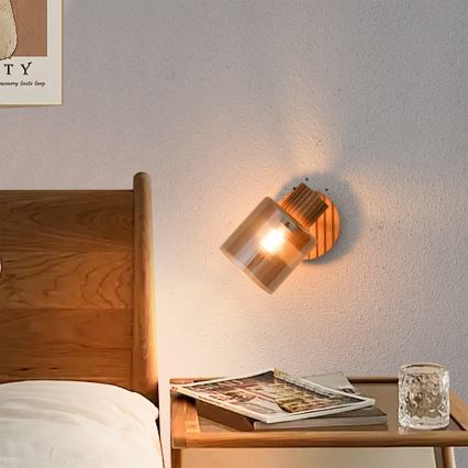 Brilagi - Wandspot HYGGE 1xE14/15W/230V hout/gerookt glas