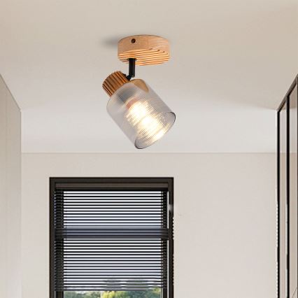 Brilagi - Wandspot HYGGE 1xE14/15W/230V hout/gerookt glas