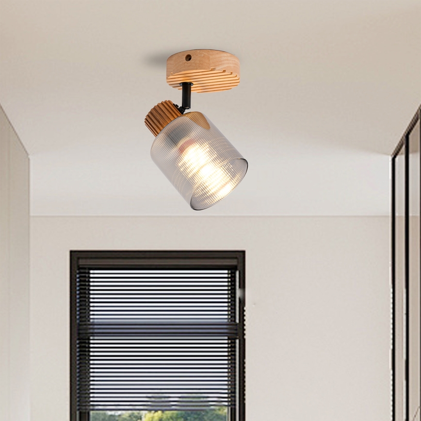 Brilagi - Wandspot HYGGE 1xE14/15W/230V hout/gerookt glas