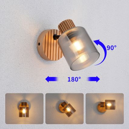 Brilagi - Wandspot HYGGE 1xE14/15W/230V rubberhout/gerookt