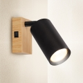 Brilagi - Wandspot met schakelaar SELE 1xGU10/30W/230V zwart/eikendecor