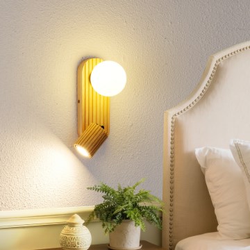 Brilagi - Wandspot MODERN WOOD 1xG9/5W/230V + 1xGU10/8W rubberhout