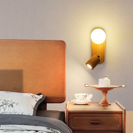 Brilagi - Wandspot MODERN WOOD 1xG9/5W/230V + 1xGU10/8W rubberhout