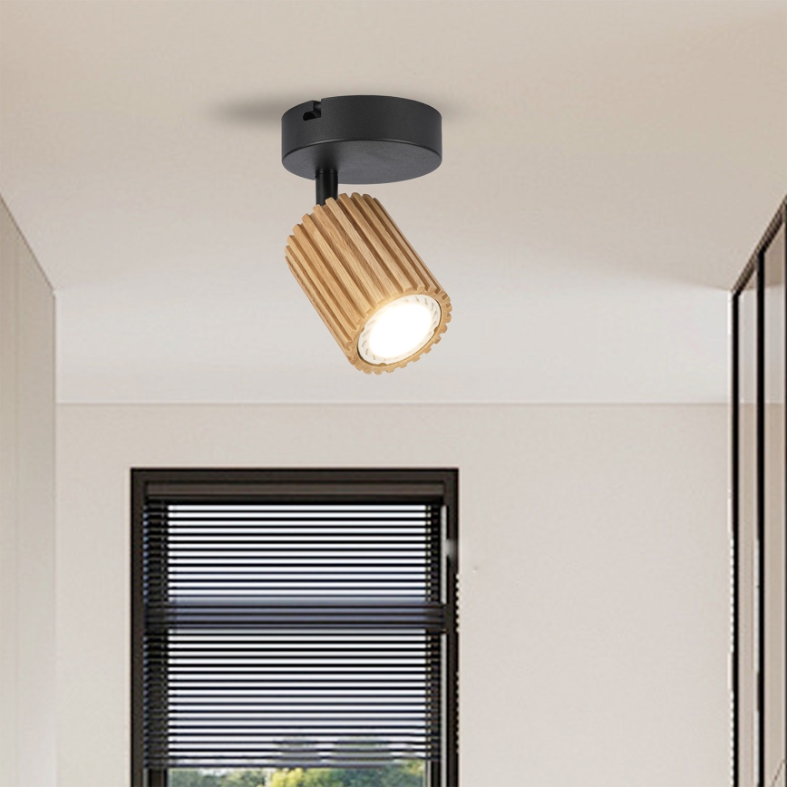 Brilagi - Wandspot MODERN WOOD 1xGU10/8W/230V rubberhout/zwart