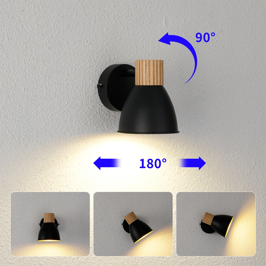 Brilagi - Wandspot ODENSE 1xE14/10W/230V hout/zwart