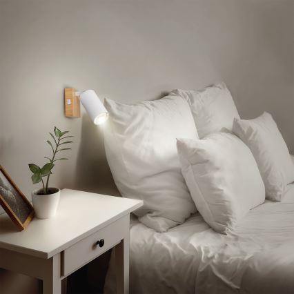 Brilagi - Wandspot SELE 1xGU10/30W/230V wit/eiken decor