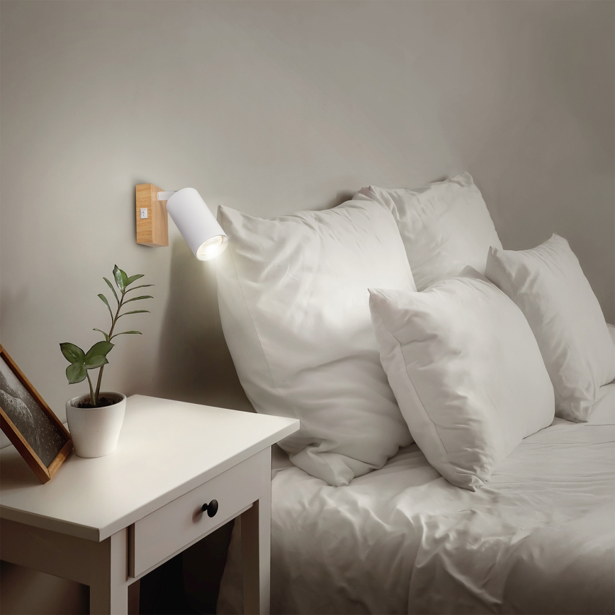 Brilagi - Wandspot SELE 1xGU10/30W/230V wit/eiken decor