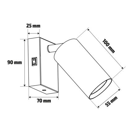 Brilagi - Wandspot SELE 1xGU10/30W/230V wit/eiken decor
