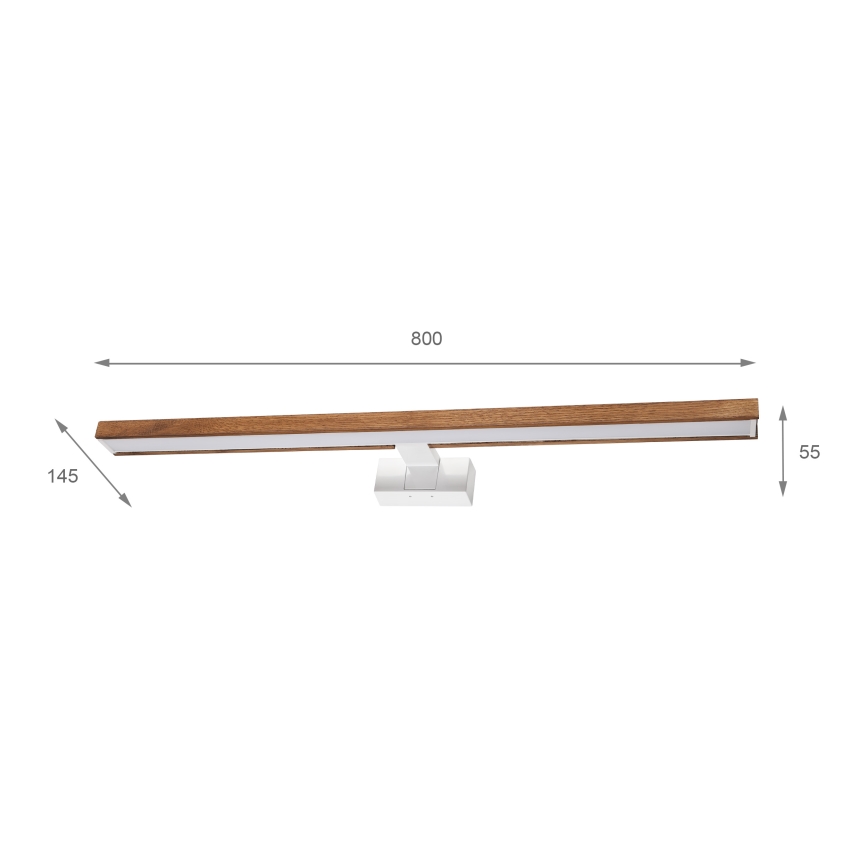 Brilagi - LED-badkamerverlichting voor spiegel WOODY MIRROR 3-in-1 LED/15W/230V 80 cm IP44 wit/eiken-kers