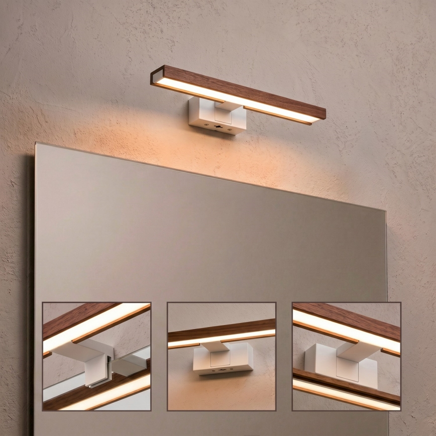 Brilagi - LED badkamerspiegelverlichting 3-in-1 WOODY MIRROR LED/8W/230V 40 cm IP44 wit/eik kers