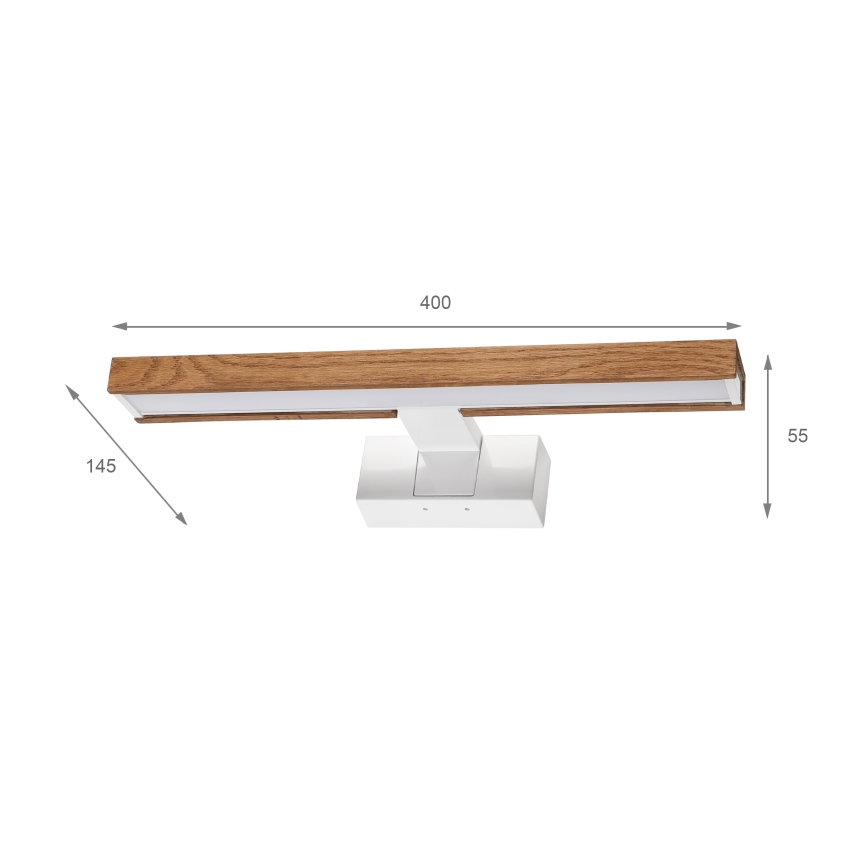 Brilagi - LED badkamerspiegelverlichting 3-in-1 WOODY MIRROR LED/8W/230V 40 cm IP44 wit/eik kers