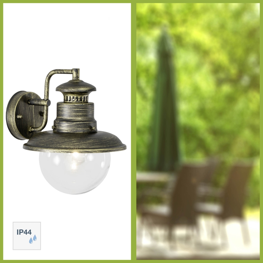 Brilliant - Buiten wandlamp ARTU 1xE27/60W/230V IP44 patina/goud