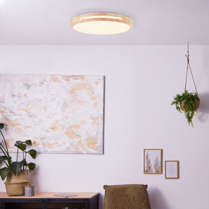 Brilliant - Dimbare LED Plafondlamp WOODBURY LED/24W/230V diameter 39 cm rubber vijg - FSC gecertificeerd